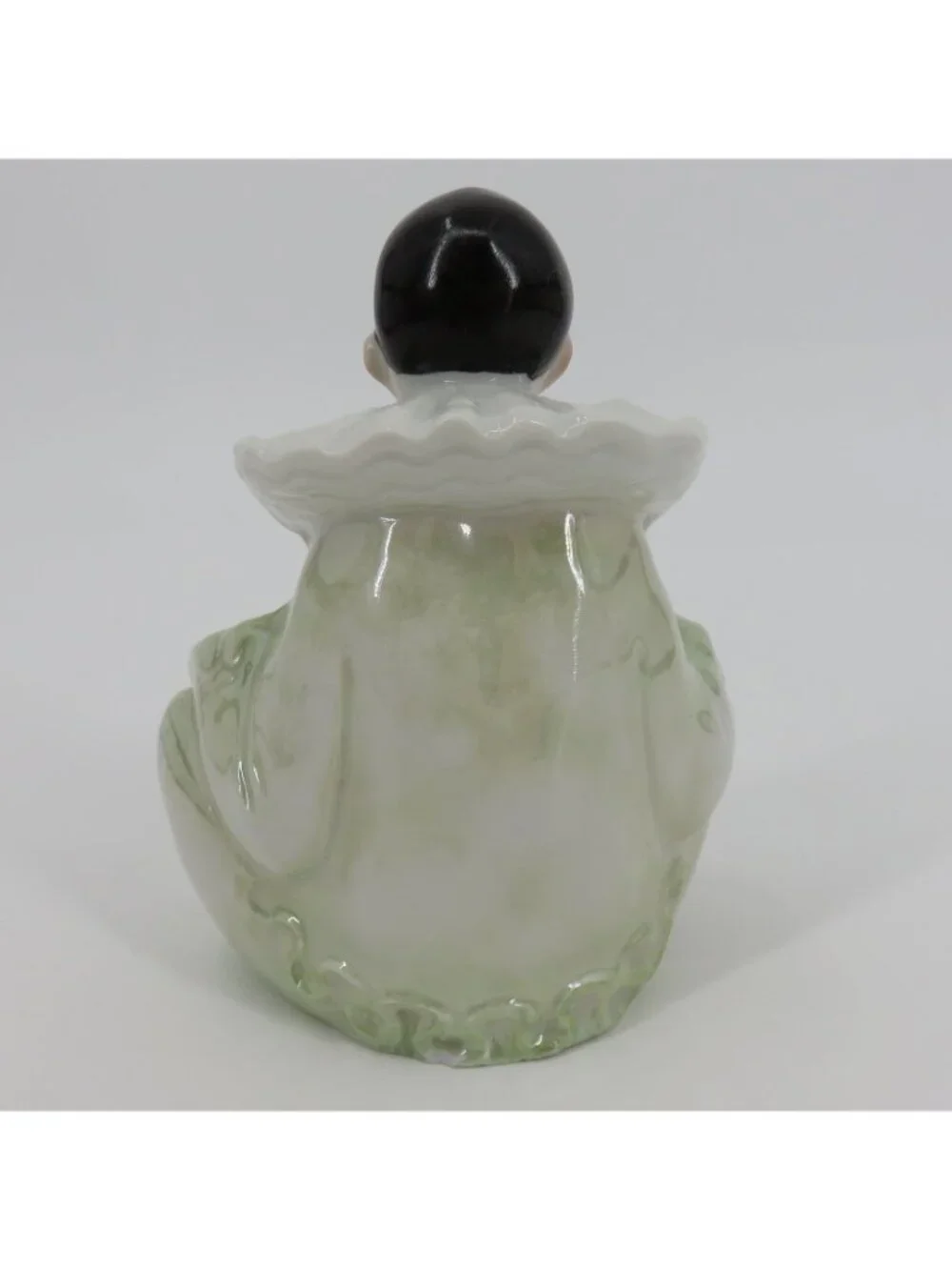 VTG Pierrot Clown Porcelain Double Opening Vase Green Red Yellow Iridescent MCM